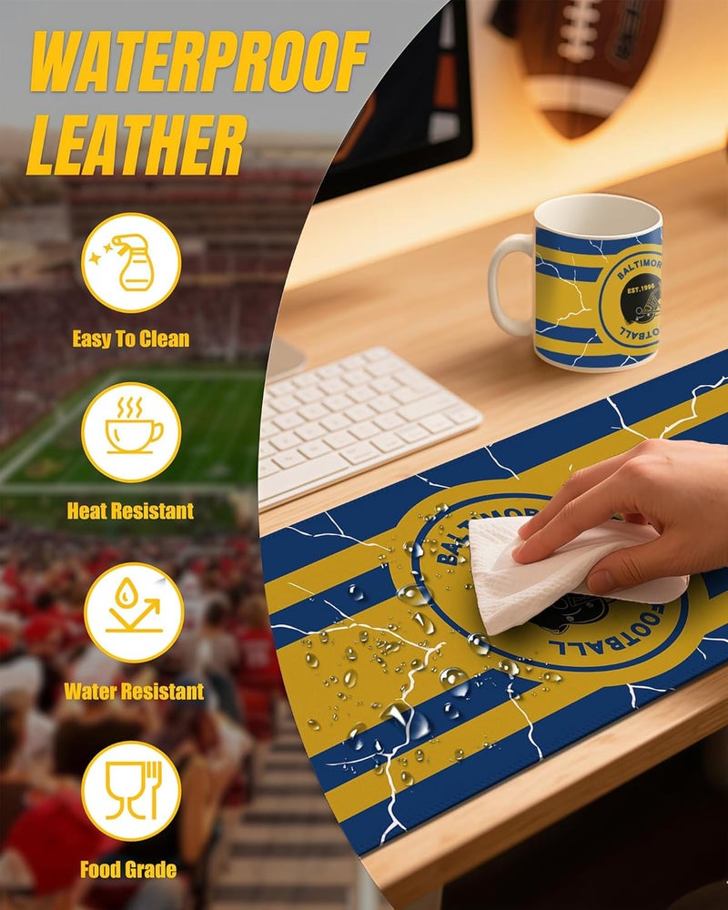 Gyothrig Football Fan Coffee Mug Cup and Large Desk Matt Set for Desktop Baltimore City Themed Mouse Mat Merch Shop Men Women Sport Stuff Gear Apparel Raven Team Decor Dad Boyfriend Bf Christmas Birthday Gift - Image 4
